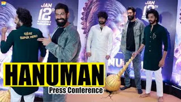 Rana Daggubati & Teja Sajja Arrive BAREFOOT To Show Devotion Towards Lord HANUMAN At Hanu-Man Press Meet