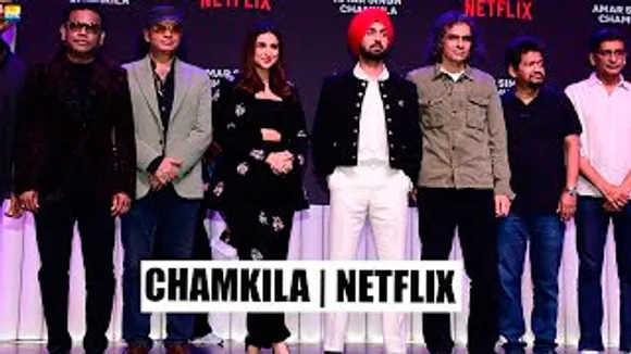 Parineeti Chopra, Diljit Dosanjh, Imtiaz Ali, A. R. Rahman &  Team At Amar Singh Chamkila's Song Launch During Next On Netflix Event