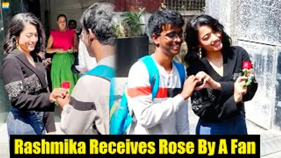 Nation Crush Rashmika Mandanna को एक Male Fan ने दिया गुलाब On Sets Of No Filter Neha Season 6