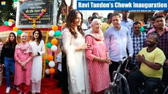 Raveena Tandon At Inauguration Of Dad Ravi Tandon's Chowk, Distributes Cycles To Handicapped People