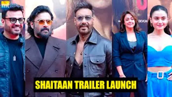 Ajay Devgn, Jyotika, R. Madhvan & Janki Bodiwala Make A Stunning Entry At Shaitaan Trailer Launch