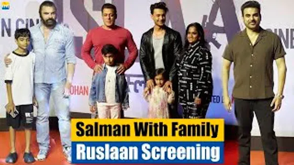 Salman Khan, Arbaaz Khan & Sohail Khan At Aayush Sharma's Ruslaan Screening