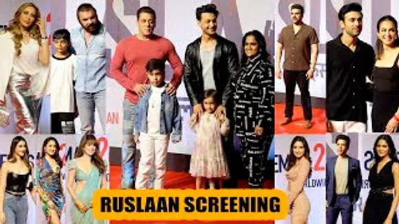 Ruslaan Screening - Salman Khan, Arbaaz Khan, Sohail Khan, Aayush Sharma, Pulkit Samrat-Kriti Kharbanda & Celebs At The Screening