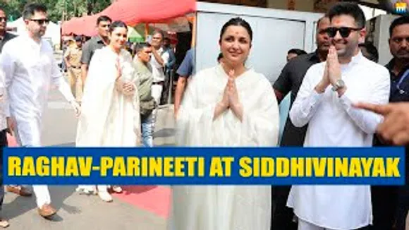 AAP MP Raghav Chadha With His Wife Parineeti Chopra Arrives At Siddhivinayak Temple In Mumbai