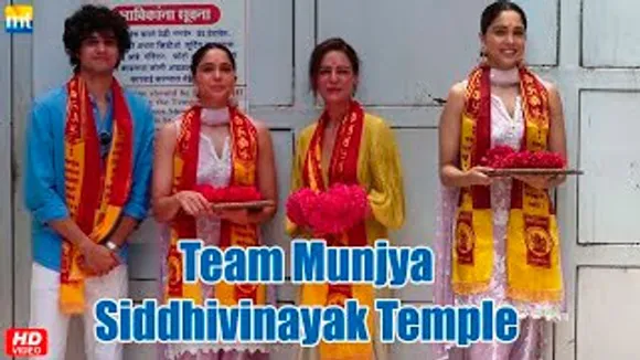 Team MUNJYA Sharvari Wagh, Mona Singh & Abhay Verma At Siddhivinayak To Take Blessings Before Release