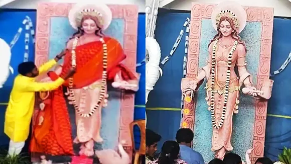 'अश्लील': त्रिपुरा में बिना साड़ी वाली सरस्वती की मूर्ति पर विवाद