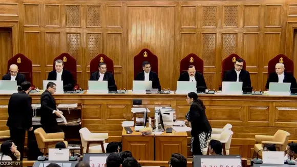 A seven-judge Constitution bench during a hearing in AMU minority case, in New Delhi, Friday, Nov. 8, 2024.