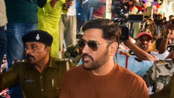 Cricketer Mahendra Singh Dhoni at a polling station during the first phase of Jharkhand Assembly elections, in Ranchi, Wednesday, Nov 13, 2024.