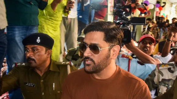 Cricketer Mahendra Singh Dhoni at a polling station during the first phase of Jharkhand Assembly elections, in Ranchi, Wednesday, Nov 13, 2024.