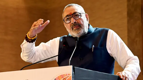 Union Textiles Minister Giriraj Singh speaking during the launch of the Road Show of Bharat Tex 2025, in Kolkata, Wednesday, Nov. 20, 2024.
