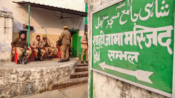 Security personnel deployed to maintain law and order, a day after clashes between police and protesters opposing the survey of the Jama Masjid, in Sambhal, Uttar Pradesh, Monday, Nov. 25, 2024.