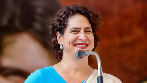 Congress General Secretary and MP Priyanka Gandhi addresses a public meeting, at Mukkam, in Kozhikode district, Kerala, Saturday, Nov. 30, 2024.