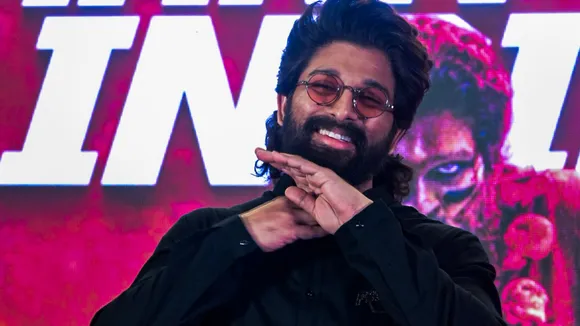 Telugu film actor Allu Arjun during a press conference regarding the success of his latest film ' Pushpa 2: The Rule', in New Delhi, Thursday, Dec. 12, 2024.