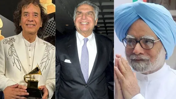 Zakir Hussain, Ratan Tata and Manmohan Singh
