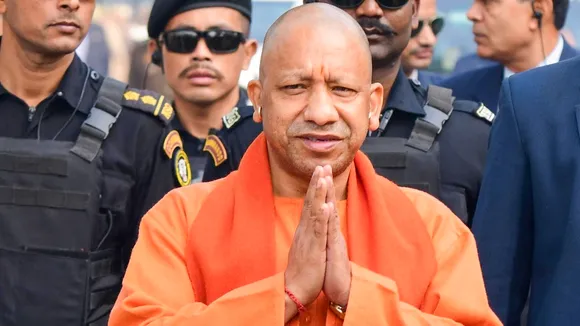 Yogi Adityanath during the inauguration of 'Maa Ki Rasoi', run by Nandi Seva Sansthan, ahead of Maha Kumbh Mela 2025 in Prayagraj, Uttar Pradesh on Friday, Jan. 10, 2025.