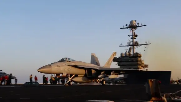 US warplanes take off for airstrikes on Houthi rebels on Saturday, March 15, 2025.