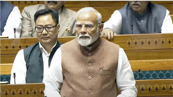 Narendra Modi speaking in the Lok Sabha image