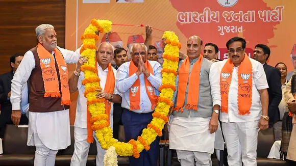 Bhupendra Patel during a meeting of newly-elected BJP MLAs, at BJP headquarters 'Kamalam' in Gandhinagar