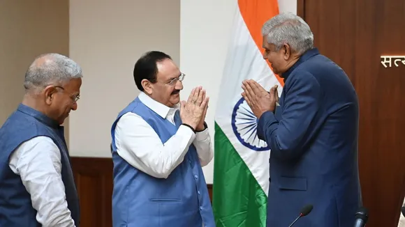 J P Nadda, others take oath as Rajya Sabha members