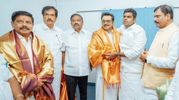 Tamil actor R Sarath Kumar merges his party with BJP