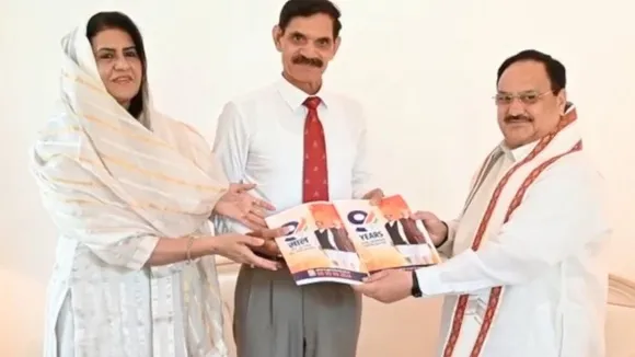 BJP president J PNadda meets former Army chief Dalbir Singh as part of public connect programme