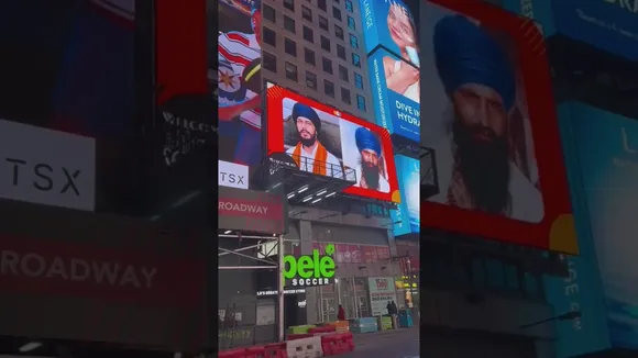 Khalistan supporters protest at Times Square in New York