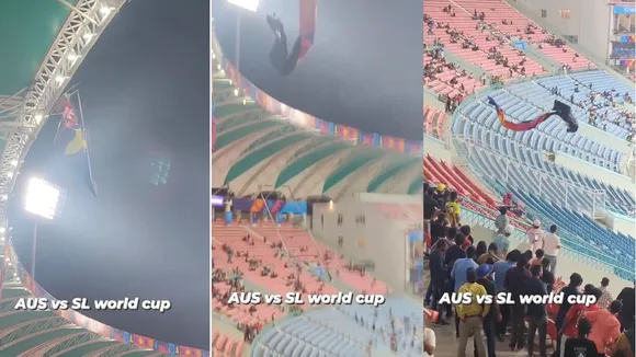 Hoardings hanging on Ekana Stadium roof fall due to strong winds
