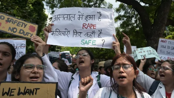 Protest over Kolkata trainee doctor's murder in Delhi