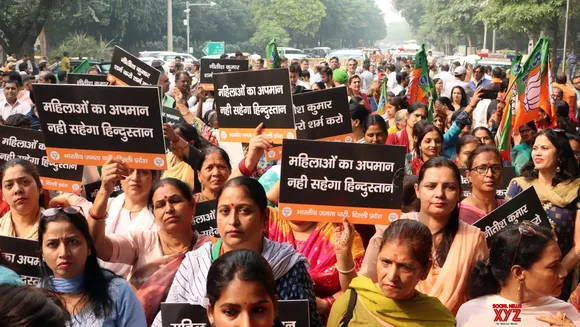 Delhi BJP protests near Bihar Bhawan, demands CM Nitish Kumar's resignation for remarks on women