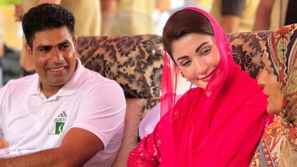 Olympic gold medalist Arshad Nadeem with Punjab Chief Minister Maryam Nawaz