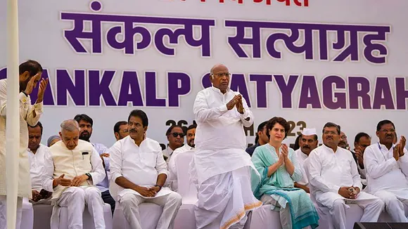 Congress begins day-long 'Sankalp Satyagraha' at Delhi's Rajghat in support of Rahul Gandhi