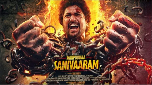 Telugu star Nani's first look from 'Saripodhaa Sanivaaram' released