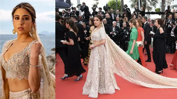 Sara Ali Khan makes Cannes red carpet debut in lehenga by Abu Jani-Sandeep Khosla