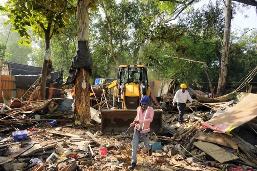 Authorities demolish shanties near Delhi's Pragati Maidan