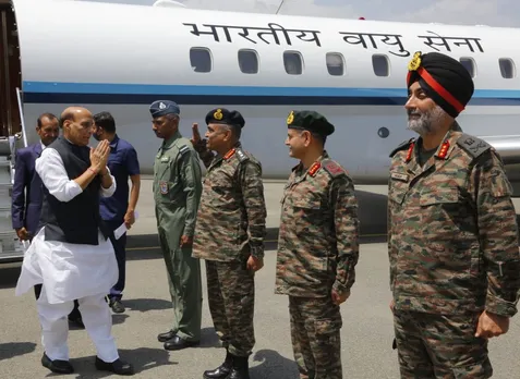 Rajnath Singh arrives in Jammu, to address security conclave