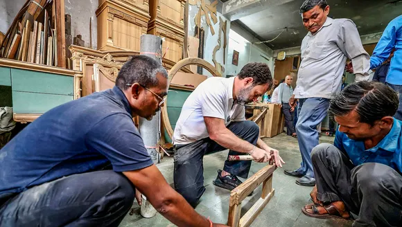 Rahul Gandhi visits Delhi's Kirti Nagar furniture market, meets carpenters