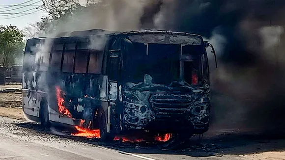 Maha: Fire erupts on ST bus in Nagpur, passengers escape unhurt