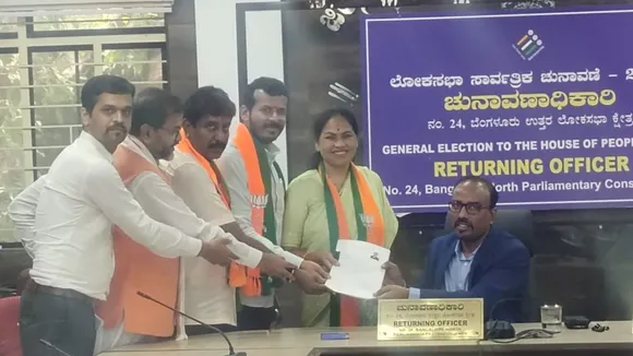 Union Minister Shobha Karandlaje files nomination for LS polls in Karnataka