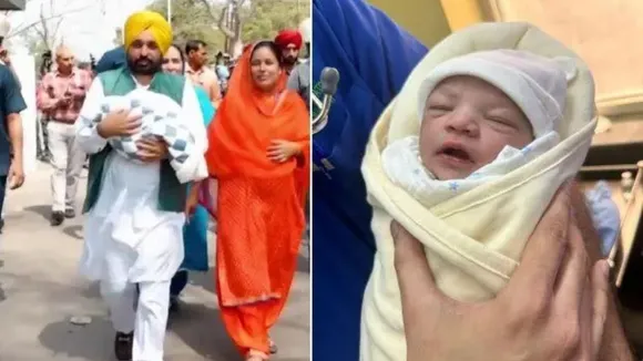 Punjab CM brings newborn daughter home, names her Niyamat Kaur Mann