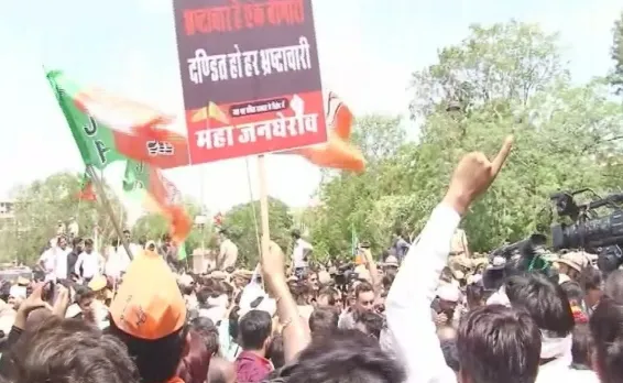 BJP holds protest in Jaipur against Ashok Gehlot government