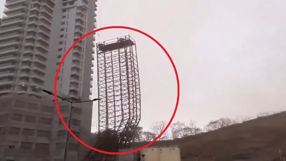 Metal parking tower collapses amid gusty wind in Mumbai; vehicles damaged, no casualties