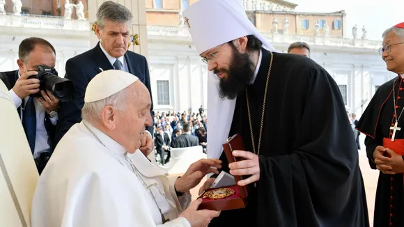 Pope Francis greets Russian Orthodox envoy amid peace mission talk
