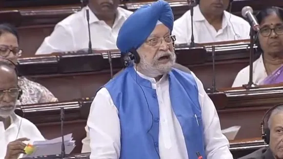 Minister for Petroleum and Natural Gas Hardeep Singh Puri in the Rajya Sabha