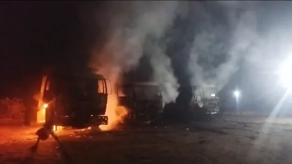 Naxalites torch 14 vehicles, machines engaged in construction works in Dantwewada