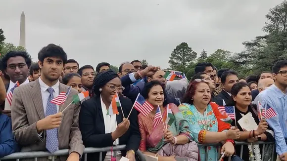 Indian diaspora gathers at South Lawns to witness PM Modi's official welcome at White House