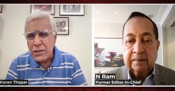 I know Roy Singham and he's not a conduit for Chinese money: N Ram to Karan Thapar