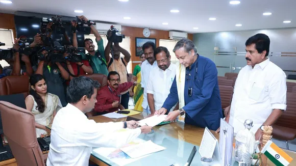 Three-time MP Shashi Tharoor files nomination again from Thiruvananthapuram for LS polls