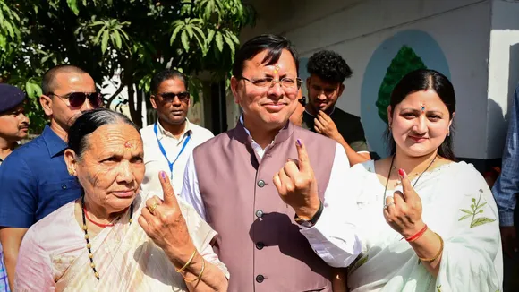 Pushkar Singh Dhami among first to cast vote as Uttarakhand goes to polls