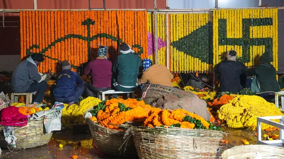 Ayodhya being decked up ahead of PM's visit, workers making floral patterns inspired by Lord Ram
