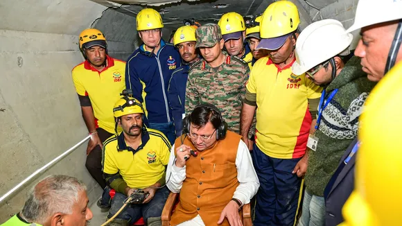 Uttarakhand CM Dhami talks to labourers trapped inside Silkyara tunnel